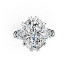 10K Gold Semi Mount Ring Setting Oval OV 14X10mm with Moissanite Accent DHJ