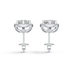 Sterling Silver Semi Mount Earrings Setting Oval OV 7X5mm Stud Halo - Syzjewelry
