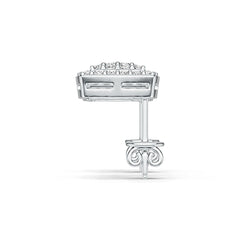 Platinum Earrings Cluster Square-Shaped with or Moissanite Diamond Accent DHJ