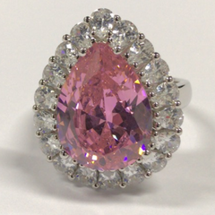 14K Gold Semi Mount Ring Setting Pear PE 16X12mm PE 4x3mm Halo Cocktail Ring Diamond Accent DHJ