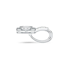 Platinum Earrings Round Cluster Earring Leverback with White Topaz or Moissanite Diamond Accent DHJ