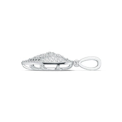 Silver ring with a heart-shaped diamond design on a white background
