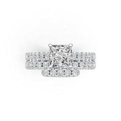 14K Gold Semi Mount Ring Setting Princess SQ 6x6mm with Diamond Accent DHJ