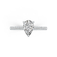 18K Gold Semi Mount Ring Setting Pear PE 9X6mm with Diamond Accent DHJ