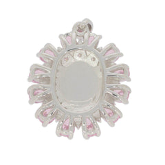18K Gold Semi Mount Pendant Setting Oval OV 10x8mm Cabochon PE 5x3mm Diamond Accent Syzjewelry