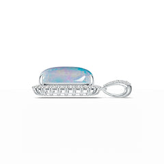 18K Gold Semi Mount Pendant Setting Cushion CU 20X15mm Cabochon Diamond Accent DHJ