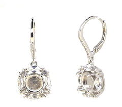 14K Gold Semi Mount Earrings Setting Round RD 7x7mm cabcochon W Diamond Accent Syzjewelry