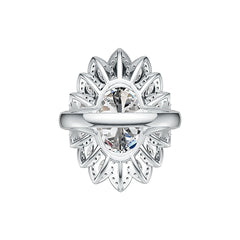 Platinum Semi Mount Ring Setting Oval OV 16X12mm Flower Theme Diamond Accent DHJ