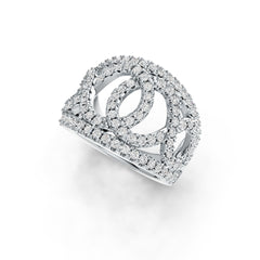 Sterling Silver Ring with White Topaz or Moissanite Interlocking Loop Theme DHJ