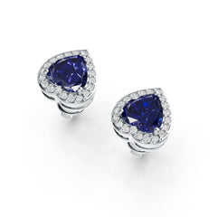 Sterling Silver Semi Mount Earrings Setting Heart HT 6x6mm Halo - Syzjewelry