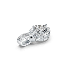 10K Gold Semi Mount Pendant Setting Heart HT 6X6mm Halo with Moissanite Accent DHJ