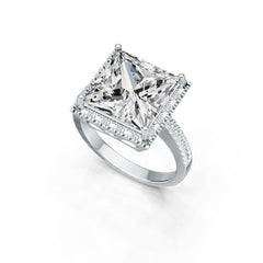 Sterling Silver Semi Mount Ring Setting Princess SQ 12X12mm Halo DHJ