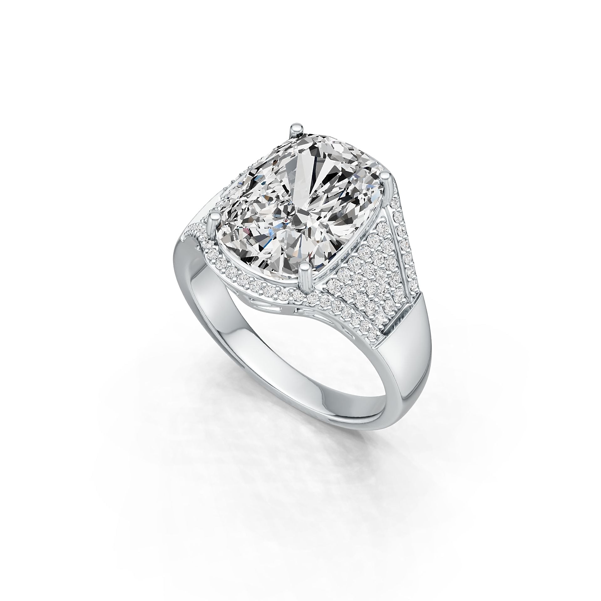 Sterling Silver Semi Mount Ring Setting Cushion CU 14X10mm DHJ