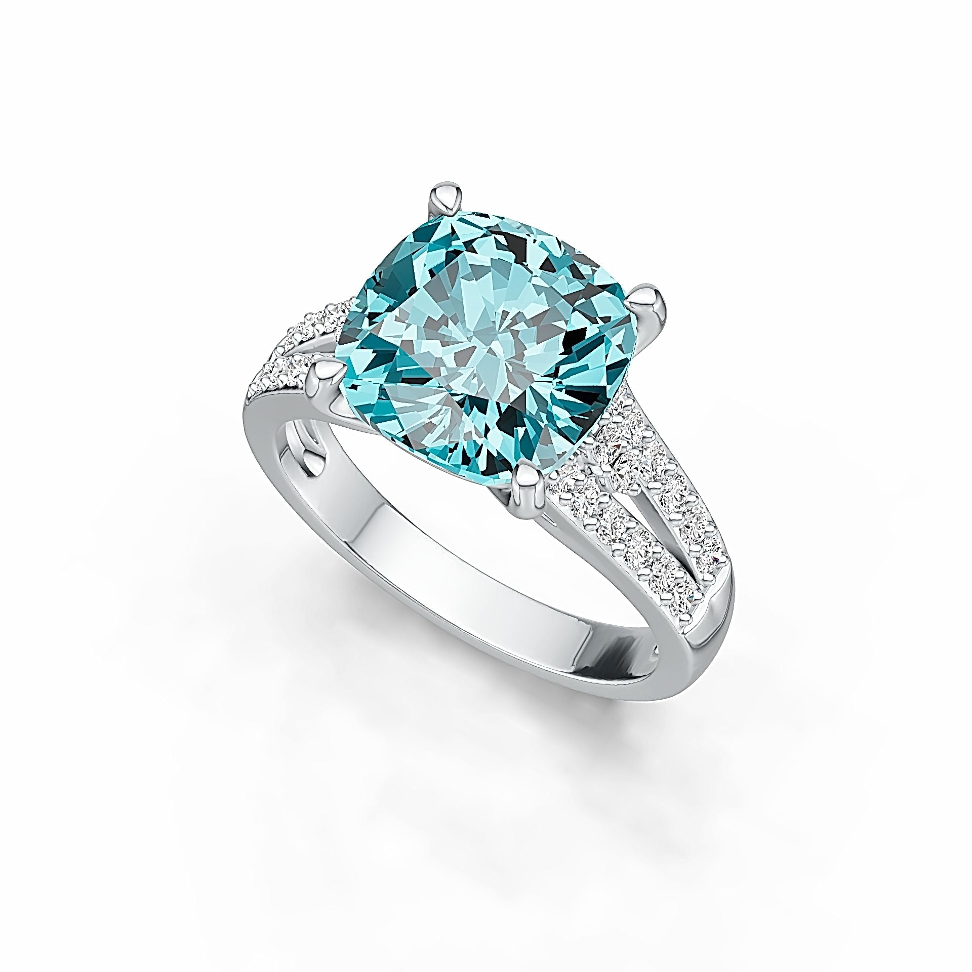 Sterling Silver Semi Mount Ring Setting Cushion CU 10X10mm Split Shank DHJ