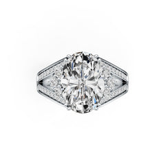 14K Gold Semi Mount Ring Setting Oval OV 14X10mm Split Shank Diamond Accent DHJ