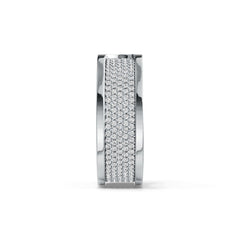 10K Gold Men's Wide Band Ring with White Topaz or Moissanite Moissanite Accent DHJ