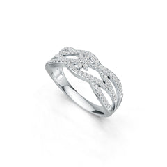 Sterling Silver Ring Entwined Style with White Topaz or Moissanite DHJ