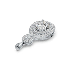 18K Gold Semi Mount Pendant Setting Oval OV 10X8mm Double Halo Diamond Accent DHJ