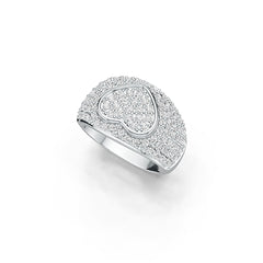 Sterling Silver Pave Ring Heart Theme with White Topaz or Moissanite - Syzjewelry