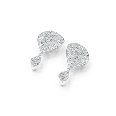 Sterling Silver Cluster Dangling Earrings with White Topaz or Moissanite DHJ