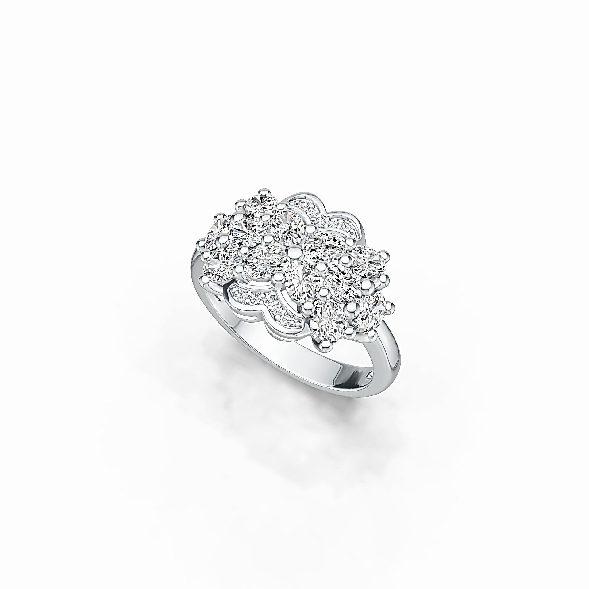 Sterling Silver Semi Mount Ring Setting Oval OV 4X3mm with White Topaz - Syzjewelry