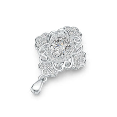 Platinum Semi Mount Pendant Setting Oval OV 8X6mm with Vintage-Inspired Diamond Accent DHJ