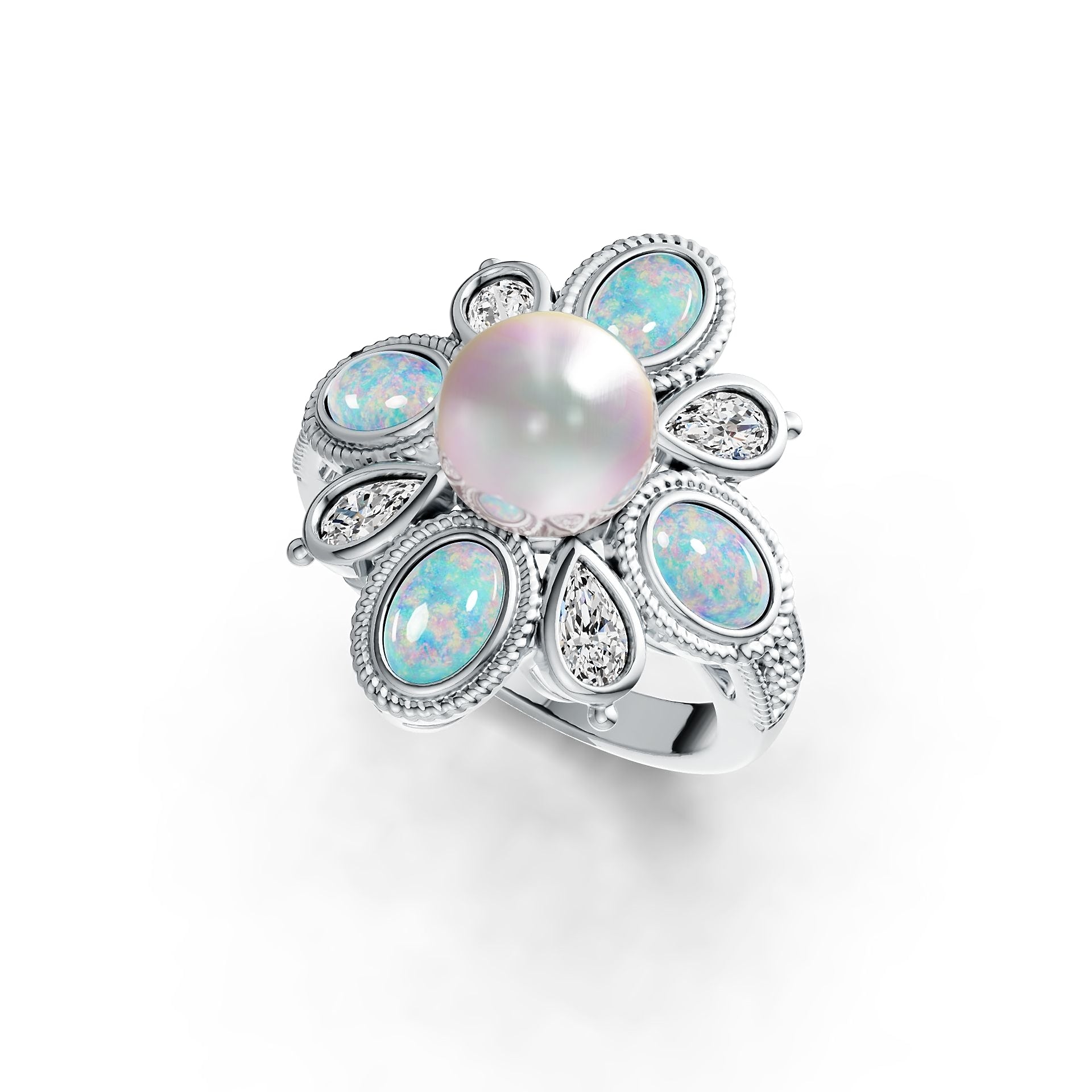 Sterling Silver Semi Mount Ring Setting Round RD 9x9mm Ov Cab 6X4mm PE 5X3mm DHJ