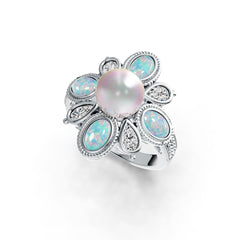 Sterling Silver Semi Mount Ring Setting Round RD 9x9mm Ov Cab 6X4mm PE 5X3mm DHJ