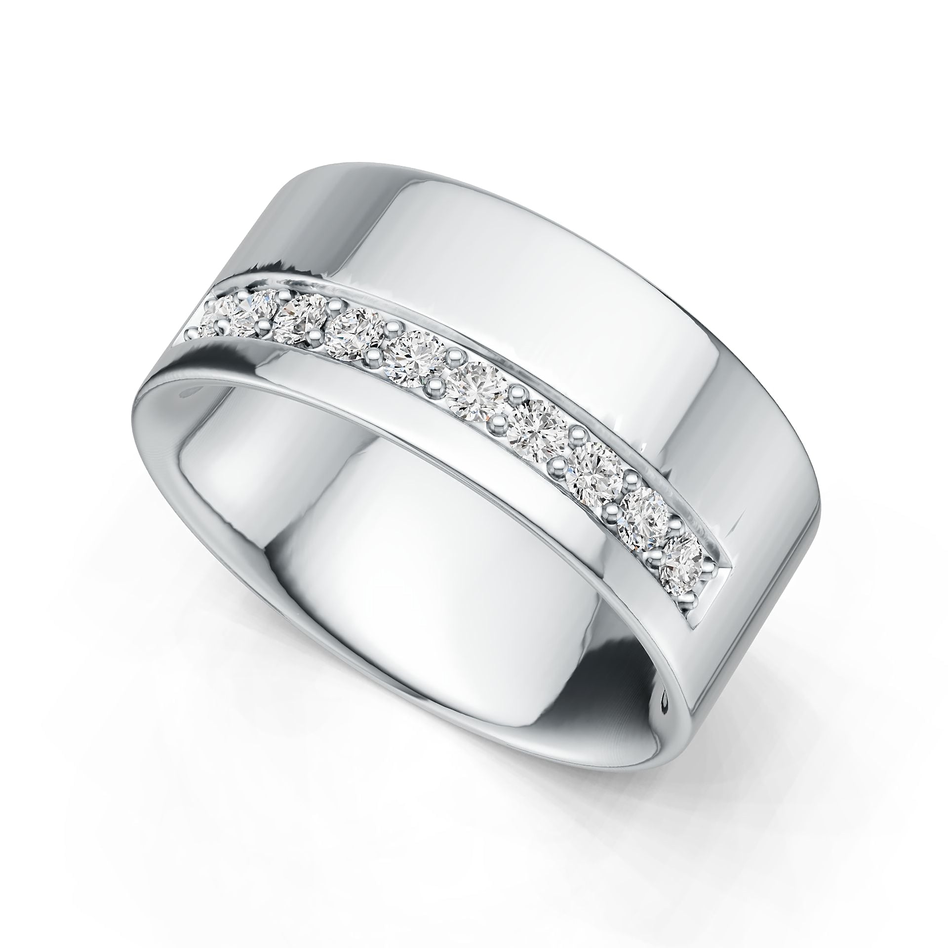 Sterling Silver Ring with White topaz or Moissanite Wedding Band Men's Ring DHJ