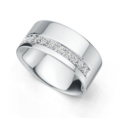 Sterling Silver Ring with White topaz or Moissanite Wedding Band Men's Ring DHJ