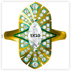 14K Gold Semi Mount Ring Setting Marquise MQ 10X5mm Diamond Accent DHJ