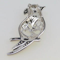 Platinum Semi Mount Pendant Setting OV 8x6mm 6x4 PE 7x5mm Bird Theme Diamond Accent Syzjewelry