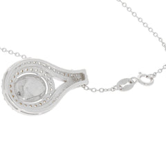 14K Gold Semi Mount Pendant Setting Cab Oval OV 10X8mm Halo Diamond Accent Syzjewelry