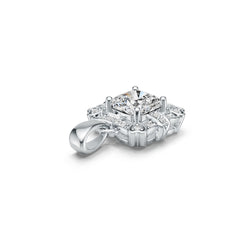 Sterling Silver Semi Mount Pendant Setting Cushion CU 7X7mm with White Topaz Accent Syzjewelry