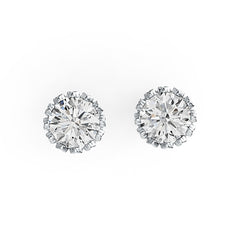 Platinum Semi Mount Earrings Setting Round RD 6x6mm Stud Diamond Accent DHJ