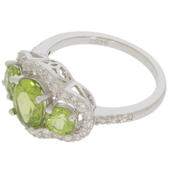 18K Gold Semi Mount Ring Setting Oval OV 8X6mm Round RD 4.5mm 3 stone Diamond Accent Syzjewelry