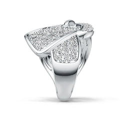 Platinum Ring Belt Buckle Theme with White Topaz or Moissanite Diamond Accent DHJ