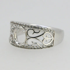 Vintage Repro 14K Gold Semi Mount Ring Setting Oval OV 8x6mm Accent Diamond Accent Syzjewelry