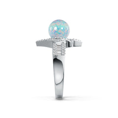Platinum Semi Mount Ring Setting Round RD 8x8mm for Pearl Diamond Accent DHJ