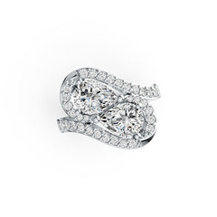 14K Gold Semi Mount Ring Setting Pear PE 8X6mm with White Topaz Diamond Accent DHJ