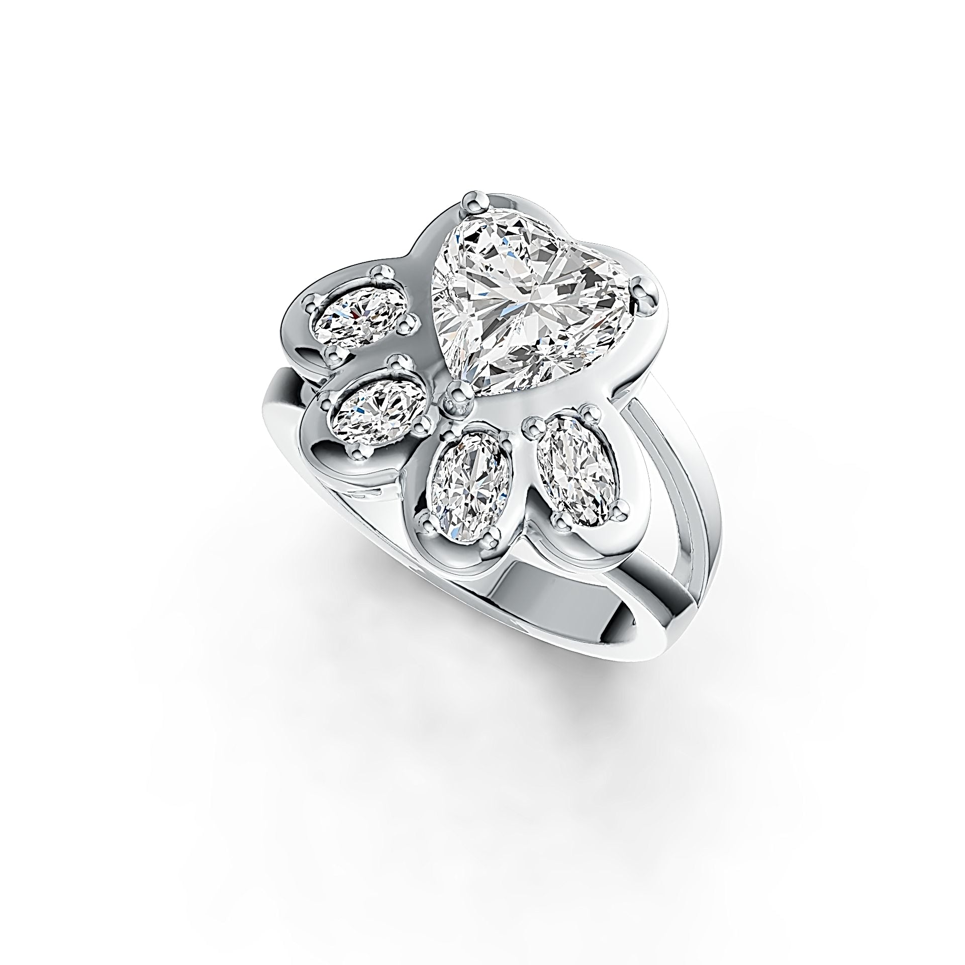 Sterling Silver Semi Mount Ring Setting Heart HT 8X8mm OV 5X3mm OV 4X3mm DHJ