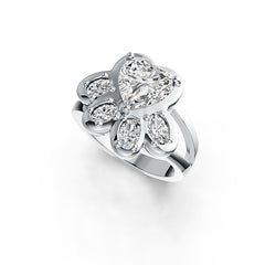 Sterling Silver Semi Mount Ring Setting Heart HT 8X8mm OV 5X3mm OV 4X3mm DHJ