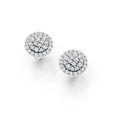 Sterling Silver Earrings Cluster Round Shaped Stud with White Topaz or Moissanite DHJ
