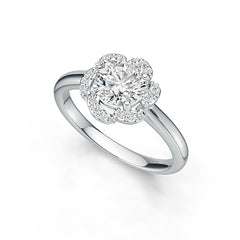 Sterling Silver Semi Mount Ring Setting Round RD 6x6mm Halo Flower Ring Syzjewelry