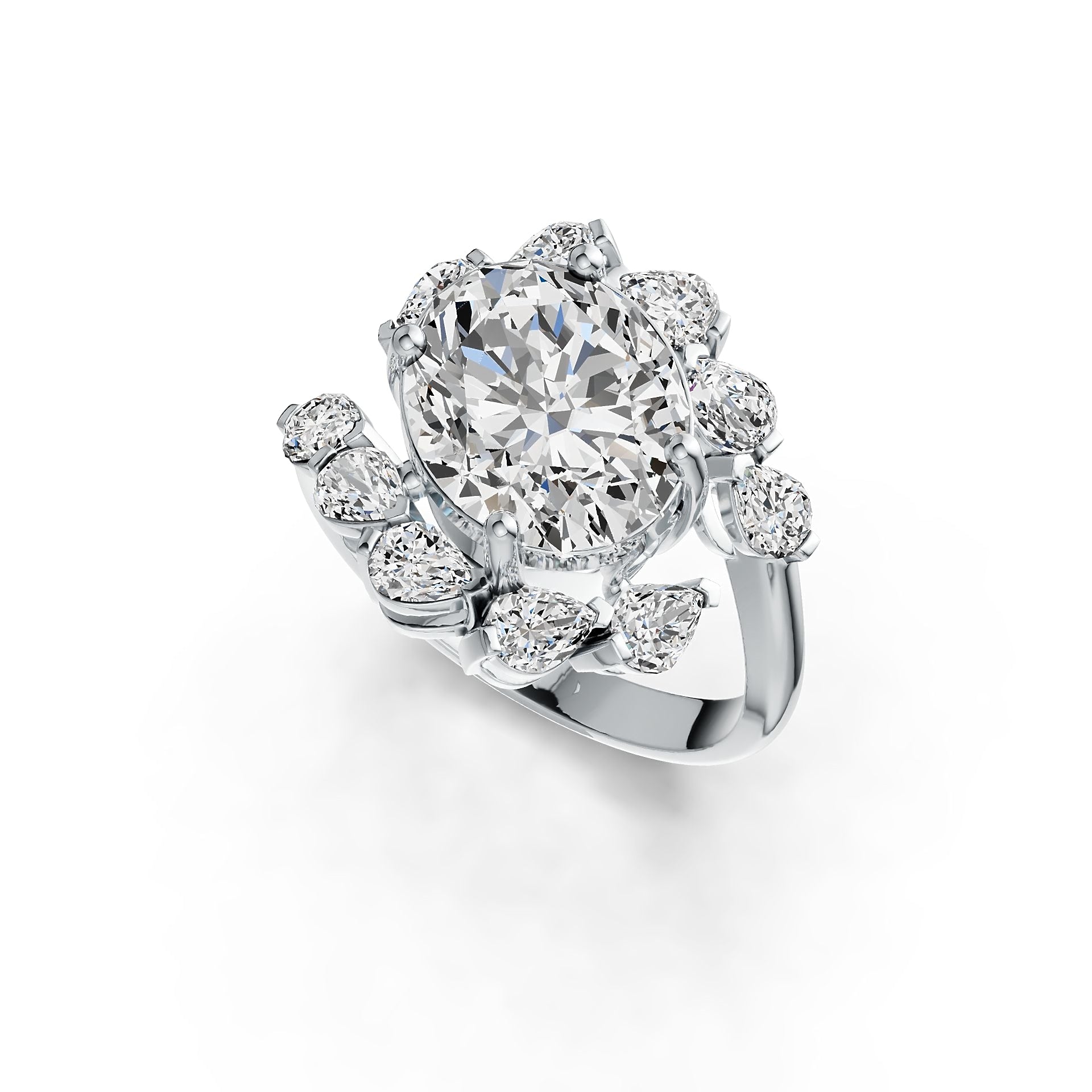 Sterling Silver Semi Mount Ring Setting Oval OV 12X10mm with White Topaz DHJ