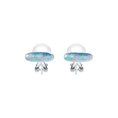 Sterling Silver Semi Mount Earrings Setting Round RD 9x9mm Pearl DHJ