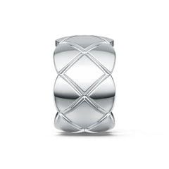 Platinum Band Ring 13mm Wide with Pattern DHJ