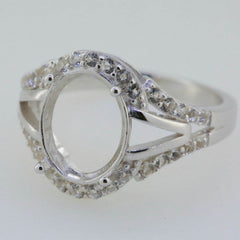 18K Gold Semi Mount Ring Setting Oval OV 10x8mm Split Sha Diamond Accent Syzjewelry