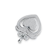 Sterling Silver Pendant Heart with Bow Theme with White Topaz or Moissanite - Syzjewelry