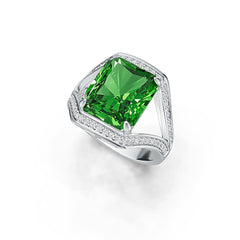 Sterling Silver Semi Mount Ring Setting Emerald OCT 14X12mm DHJ